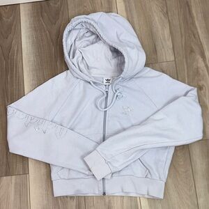 Adidas cropped light blue rhinestone hoodie size small
